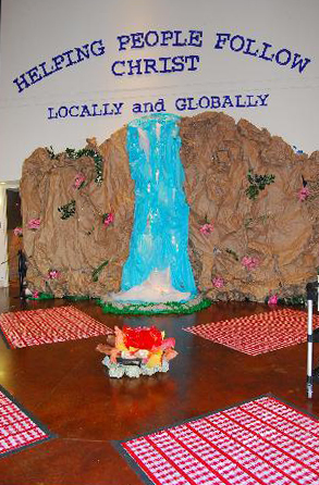 Waterfall in the lobby at VBS - 8-5-09