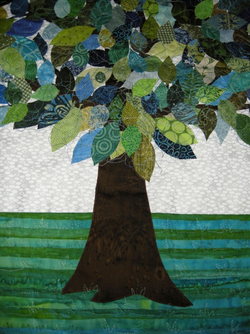 Close up of the Tree Art Quilt - 9-09