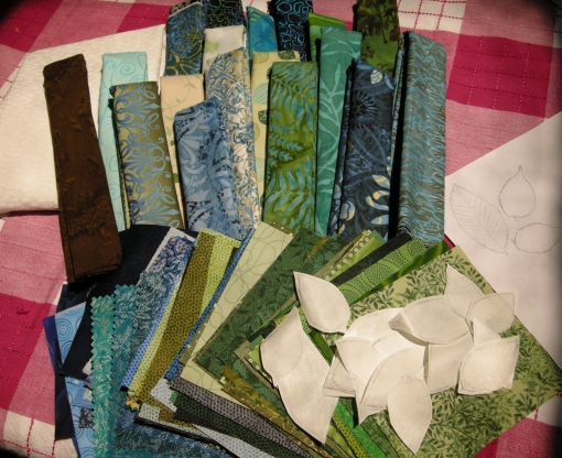 Fabrics for the Tree Art Quilt - 9-09