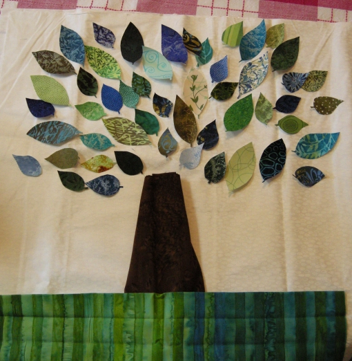 First Sneaky Peak layout for Tree Art Quilt 2 - 9-09