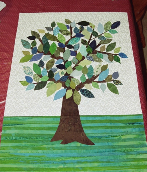 Fusing the leaves on the Tree Art Quilt - 9-1-09
